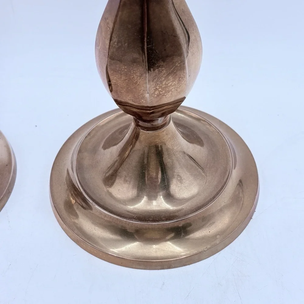 Vintage Brass Hurricane Candlesticks Pair Hobnail Milk Glass Shades 14